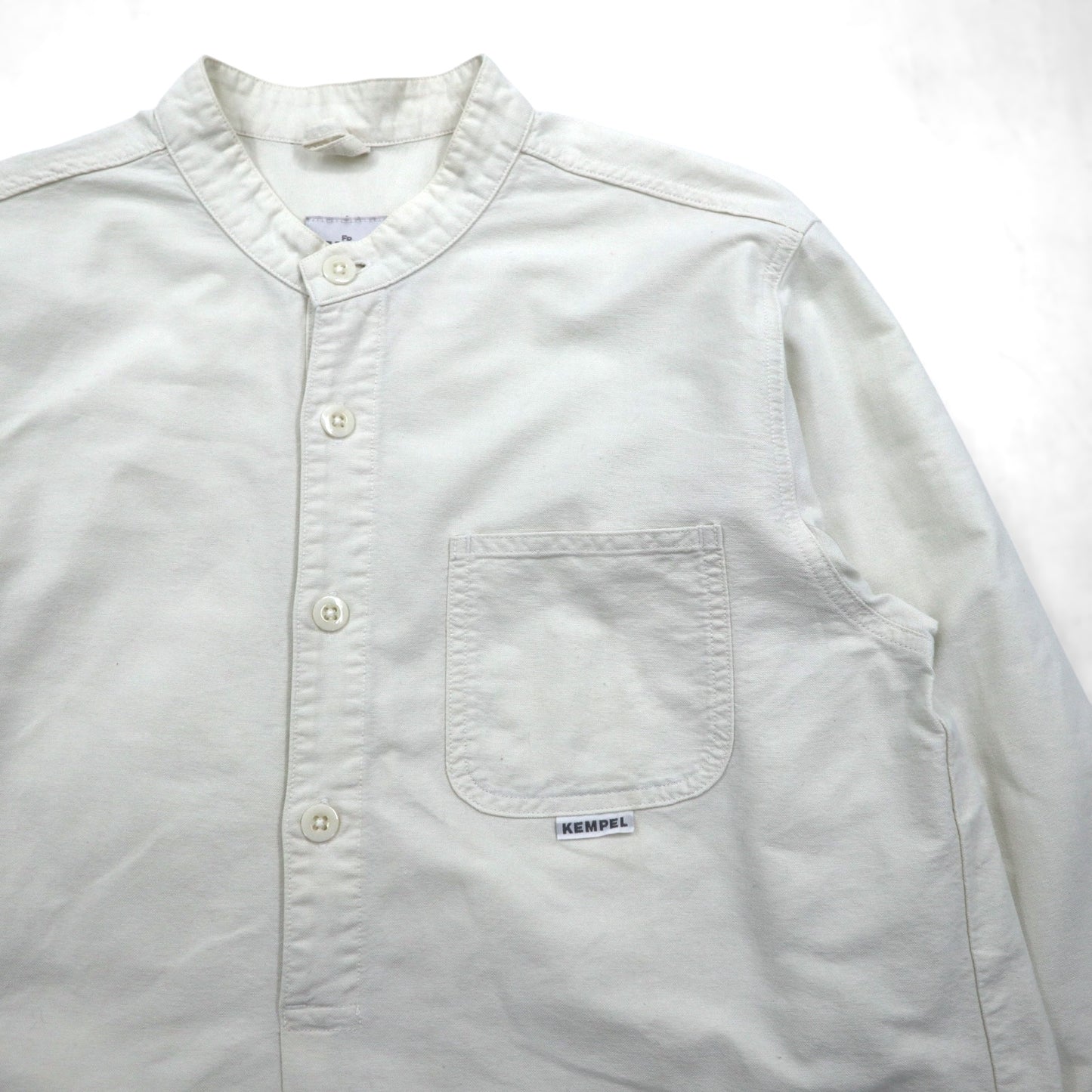 KEMPEL 日本製 スタンドカラー プルオーバーシャツ L バンドカラー 胸ポケット 019-492-52