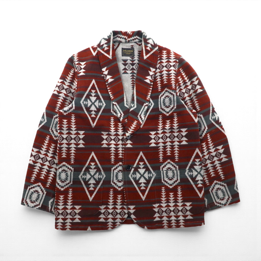 GLAD HAND Made in Japan FONTIER JACKET Jacquard Tailored Jacket, Leather, Size S, Native American Print, BYGH-16-AW-10
