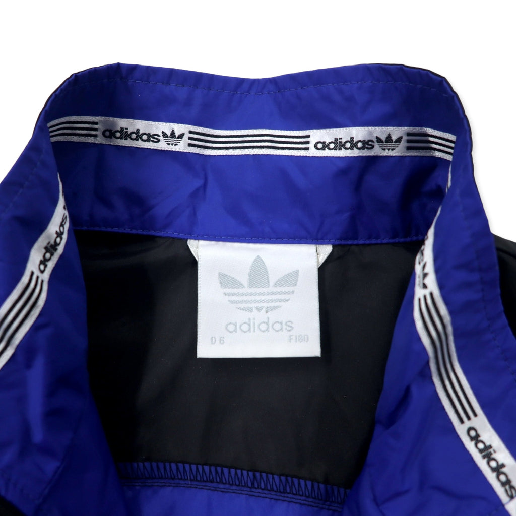 Adidas 90s Nylon Jacket F180 Blue Black Drawstring Silver Tag Trefoil Logo Big Size