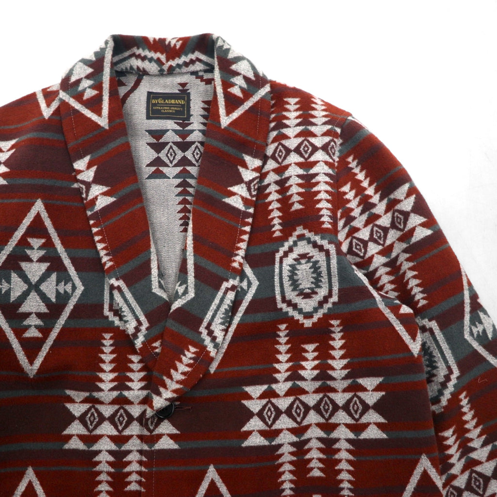 GLAD HAND Made in Japan FONTIER JACKET Jacquard Tailored Jacket, Leather, Size S, Native American Print, BYGH-16-AW-10