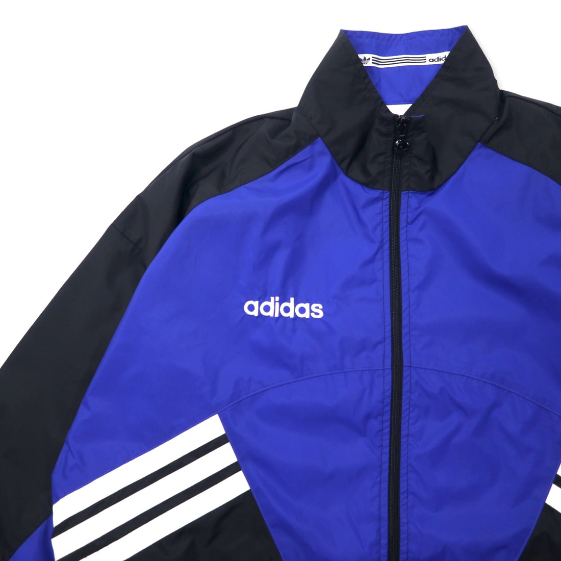 Adidas 90s Nylon Jacket F180 Blue Black Drawstring Silver Tag Trefoil Logo Big Size