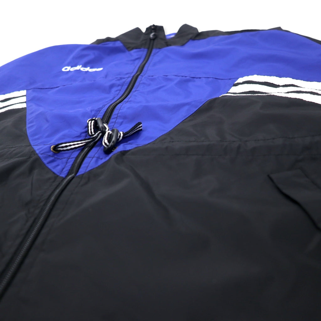 Adidas 90s Nylon Jacket F180 Blue Black Drawstring Silver Tag Trefoil Logo Big Size