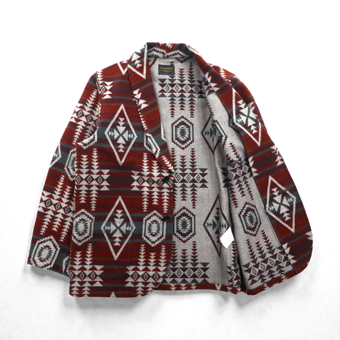 GLAD HAND Made in Japan FONTIER JACKET Jacquard Tailored Jacket, Leather, Size S, Native American Print, BYGH-16-AW-10