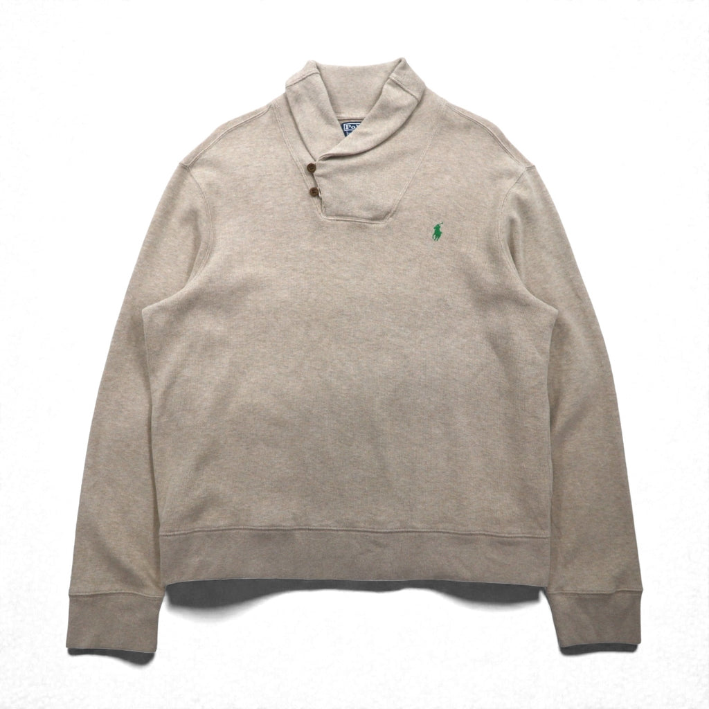 Polo Ralph Lauren 90年代 ショールカラー スウェット トレーナー XL ベージュ スモールポニー刺繡