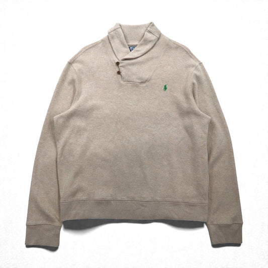 Polo Ralph Lauren 90年代 ショールカラー スウェット トレーナー XL ベージュ スモールポニー刺繡