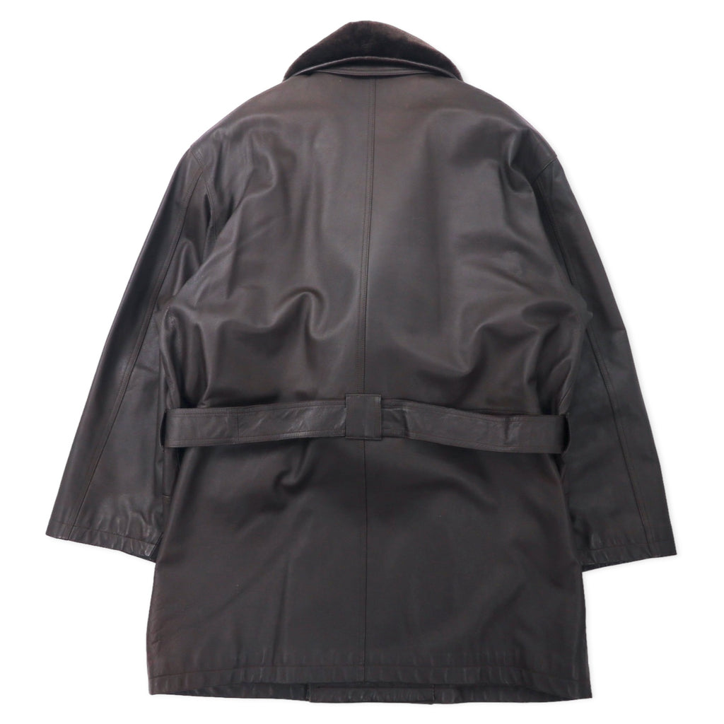 ART GLENHILL FOR MEN Shawl Collar Lamb Leather Coat M Brown Sheep Leather Fur Detachable Made in Japan