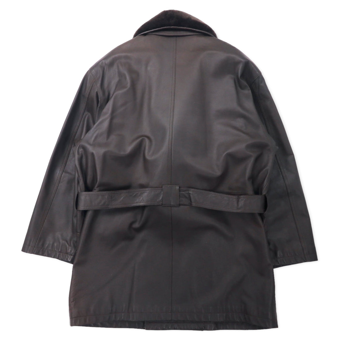 ART GLENHILL FOR MEN Shawl Collar Lamb Leather Coat M Brown Sheep Leather Fur Detachable Made in Japan