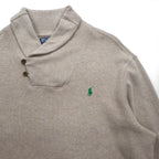 Polo Ralph Lauren 90年代 ショールカラー スウェット トレーナー XL ベージュ スモールポニー刺繡