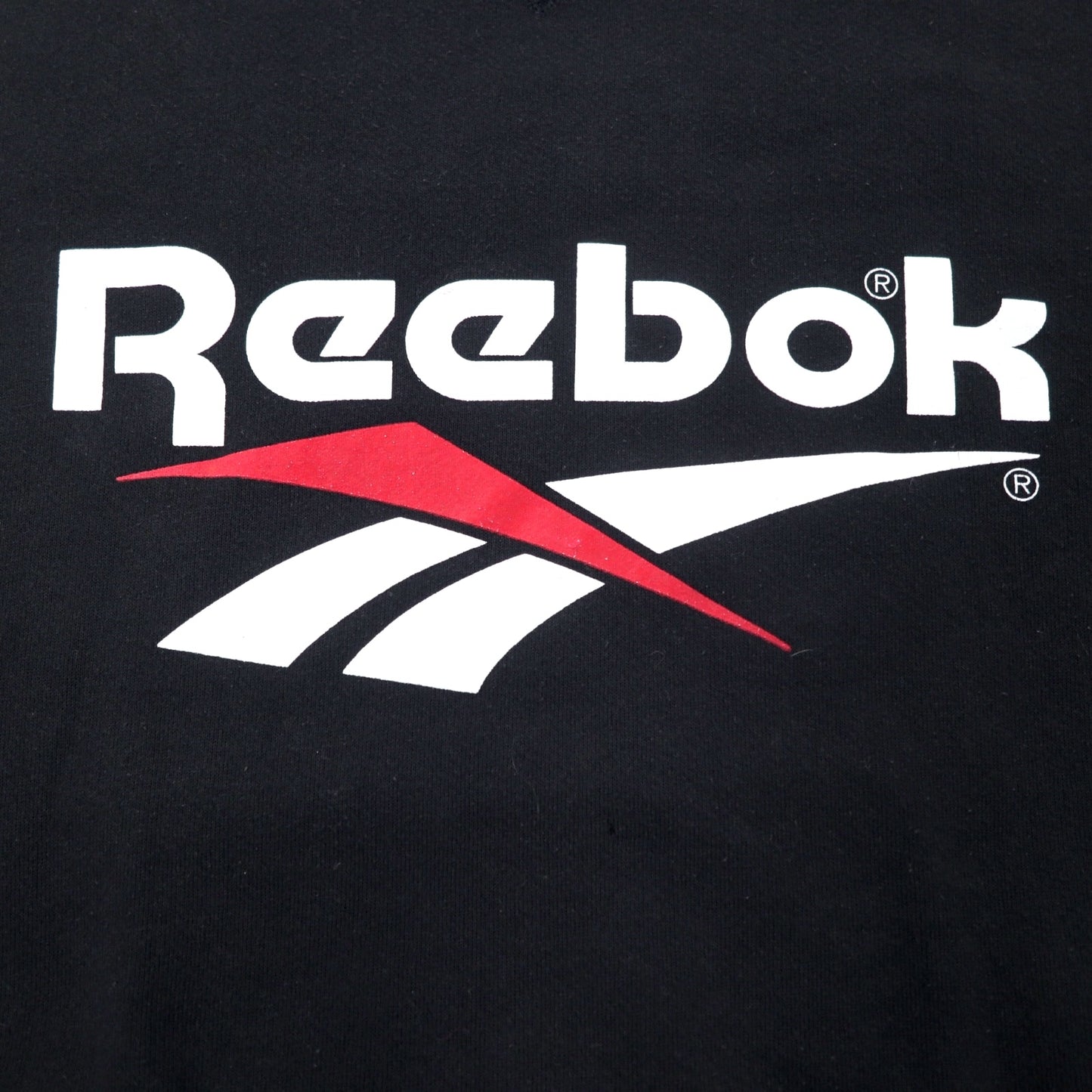 Reebok USA製 90年代 ベクターロゴ プリント スウェット L ブラック コットン 裏起毛