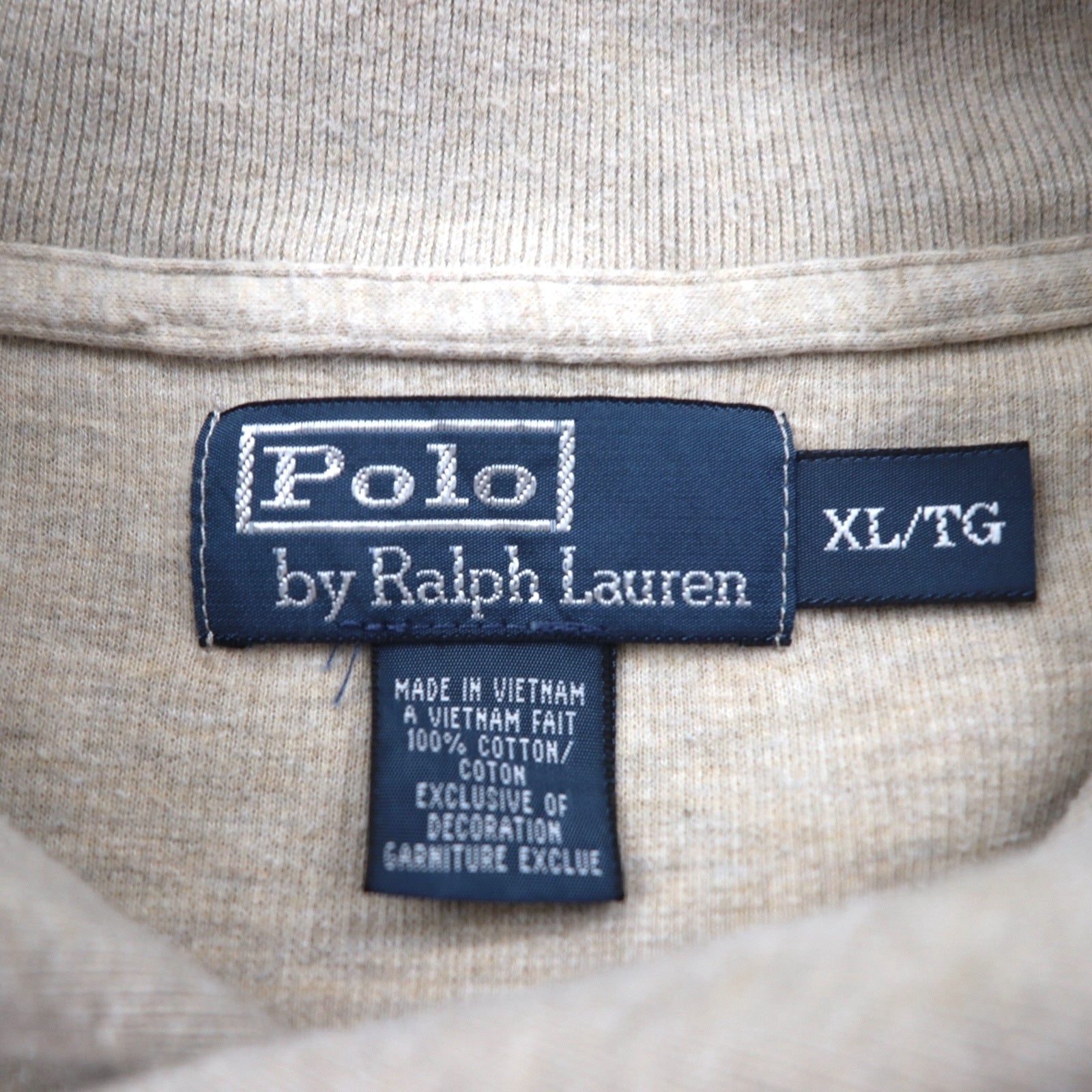 Polo Ralph Lauren 90年代 ショールカラー スウェット トレーナー XL ベージュ スモールポニー刺繡