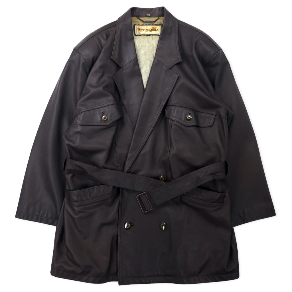 ART GLENHILL FOR MEN Shawl Collar Lamb Leather Coat M Brown Sheep Leather Fur Detachable Made in Japan