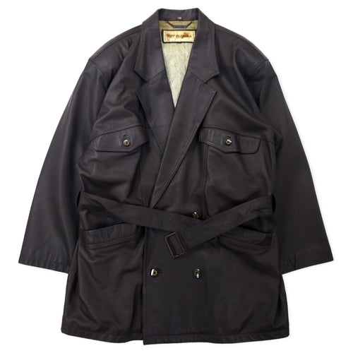 ART GLENHILL FOR MEN Shawl Collar Lamb Leather Coat M Brown Sheep Leather Fur Detachable Made in Japan