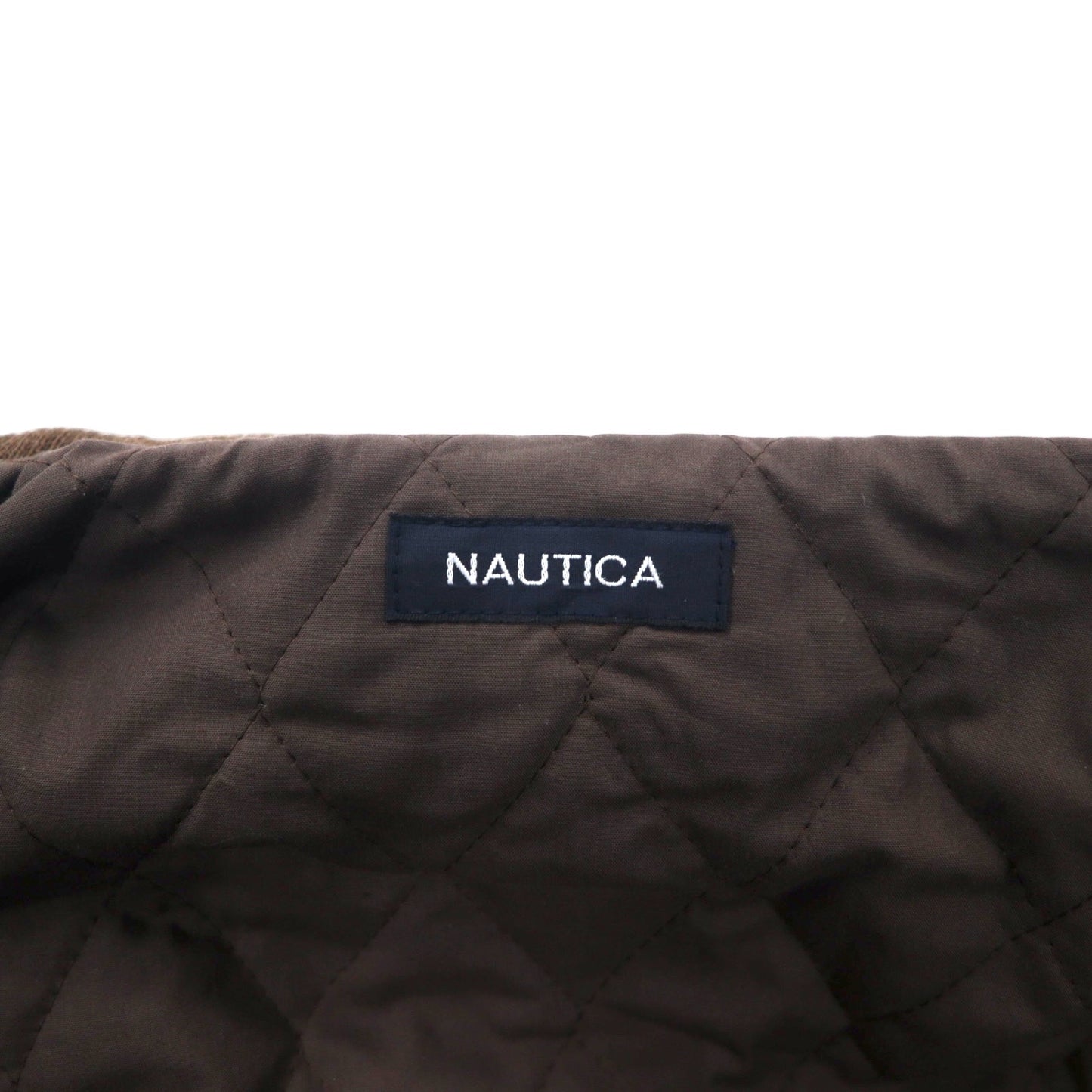NAUTICA スタンドカラージャケット L カーキ コットン ポリエステル フード収納式 ワンポイントロゴ刺繍