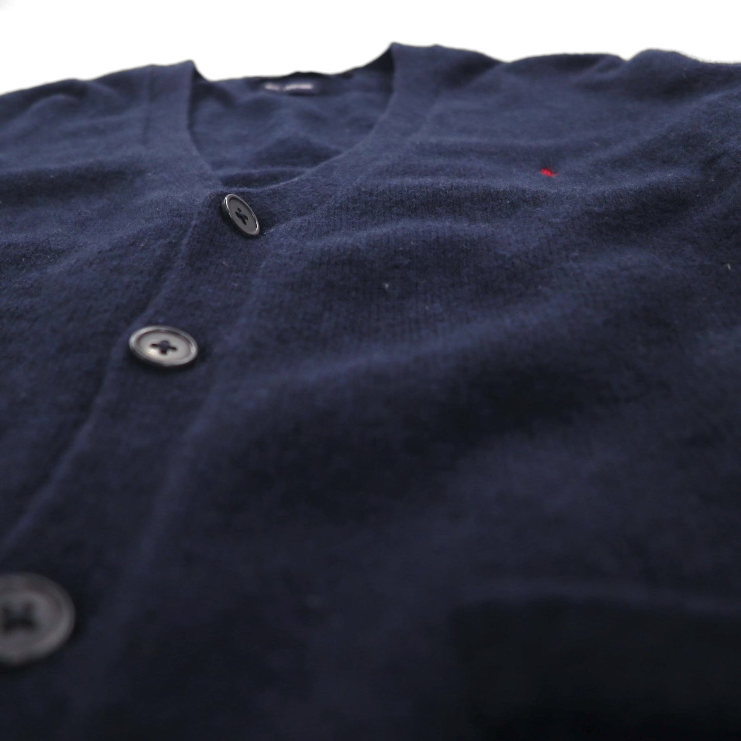 Polo Ralph Lauren 90年代 ラムウール ニット Vネック カーディガン M ネイビー 羊毛 スモールポニー刺繡