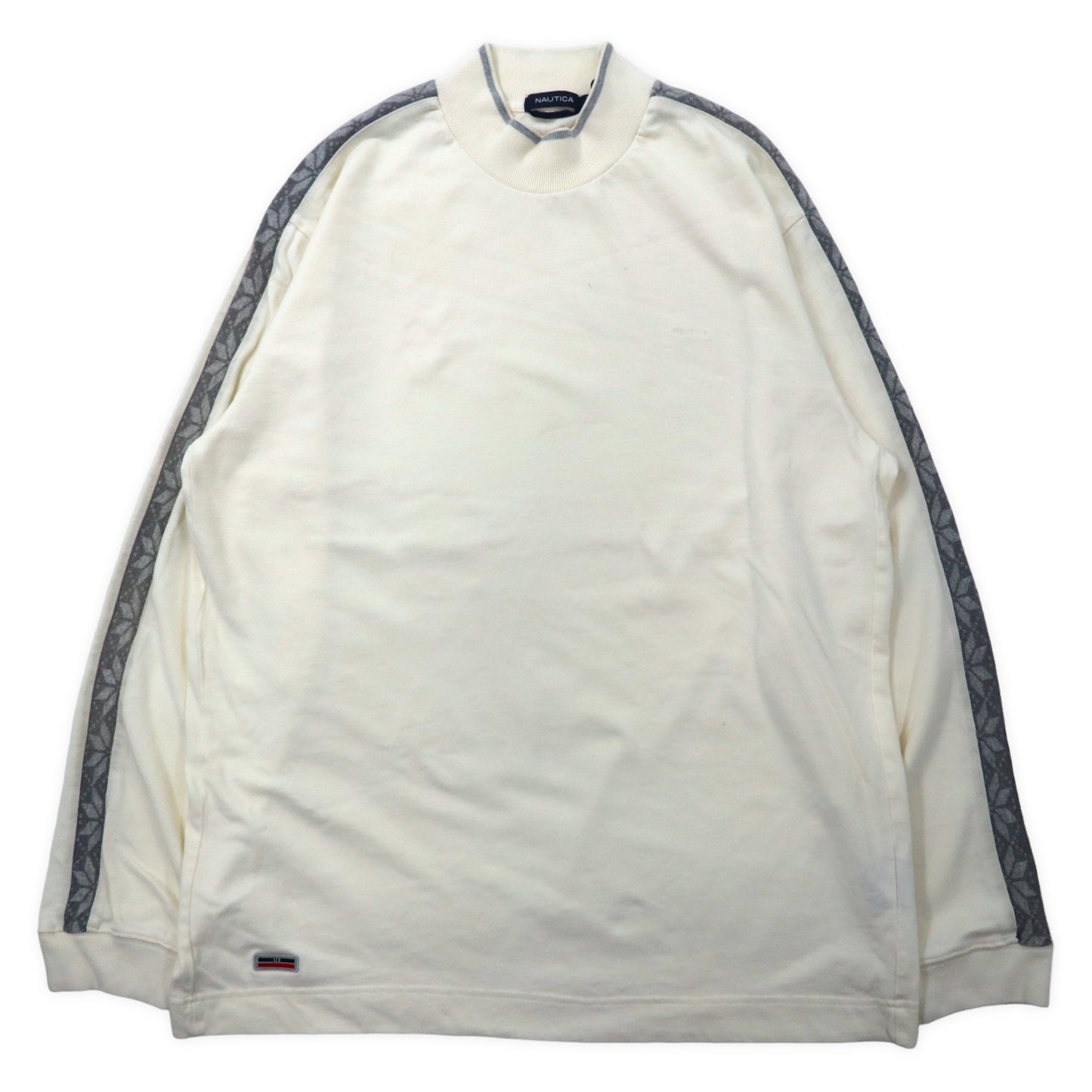 NAUTICA ハイネック ロングスリーブ Tシャツ XL ホワイト コットン サイドライン ビッグサイズ