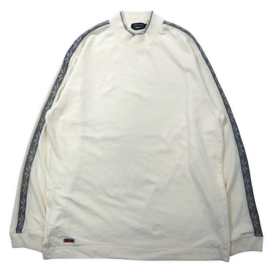 NAUTICA ハイネック ロングスリーブ Tシャツ XL ホワイト コットン サイドライン ビッグサイズ