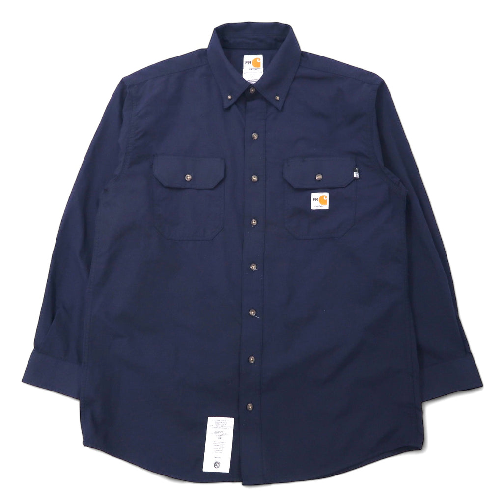 日本然リトテ-古着オンライン-carhartt FR ボタンダウンシャツ ワークシャツ L ネイビー アラミド 難燃素材 ビッグサイズ 395-20-carhartt FR button-down Shirts Work shirt L Navy Aramid Flame retardant material Big size 395-20