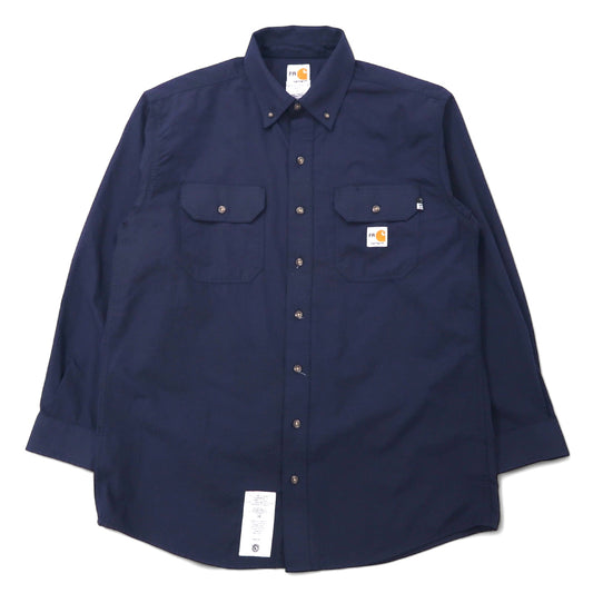 carhartt FR ボタンダウンシャツ ワークシャツ L ネイビー アラミド 難燃素材 ビッグサイズ 395-20