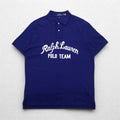 POLO RALPH LAUREN Chain Stitch Embroidered Polo Shirt L Blue Pique POLO TEAM