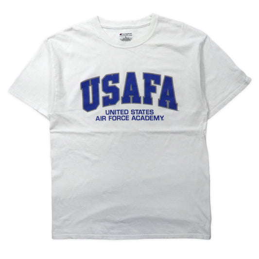 日本然リトテ-古着オンライン-Champion USAFA プリントTシャツ L ホワイト コットン UNITED STATES AIR FORCE ACADEMY 空軍士官学校-