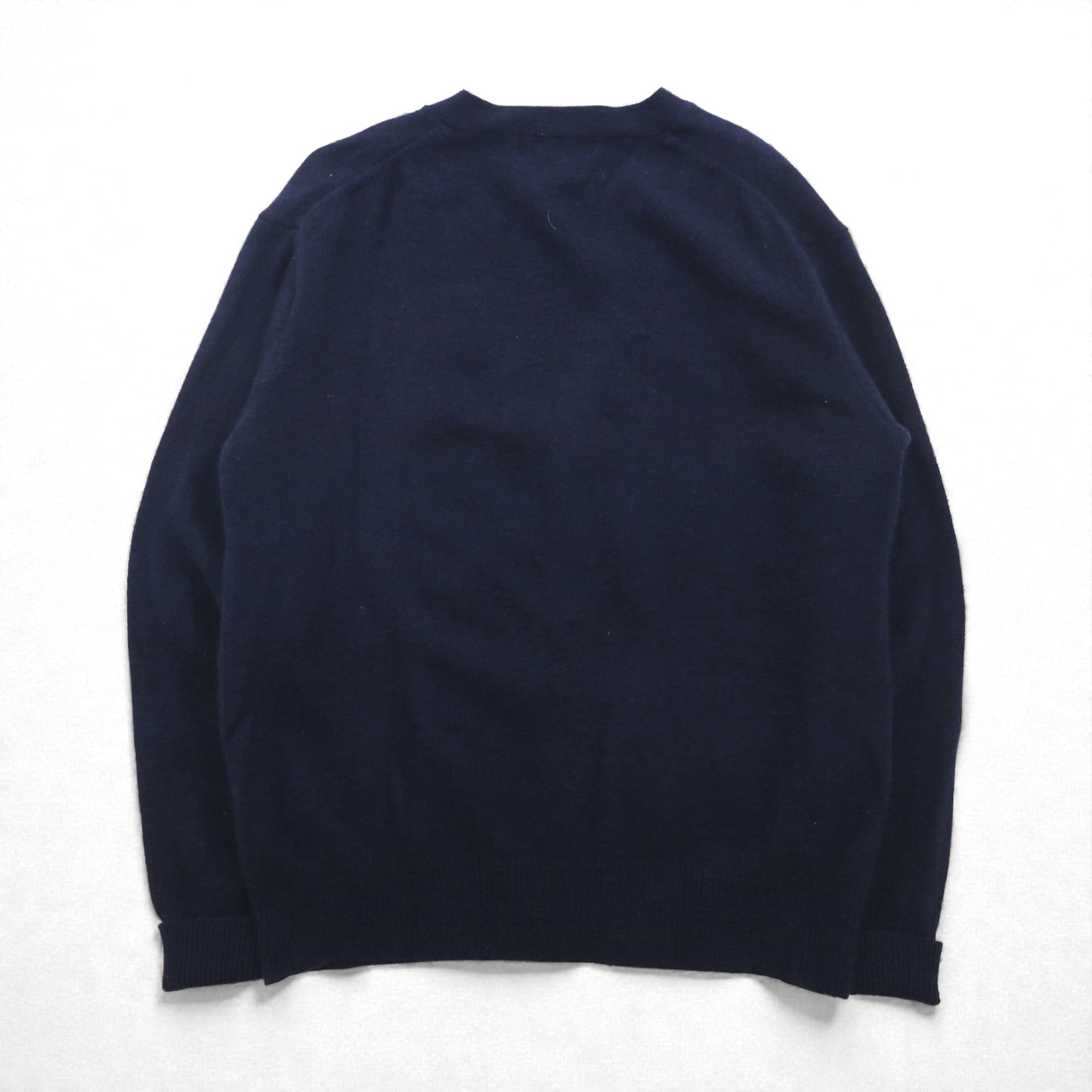 Polo Ralph Lauren 90年代 ラムウール ニット Vネック カーディガン M ネイビー 羊毛 スモールポニー刺繡