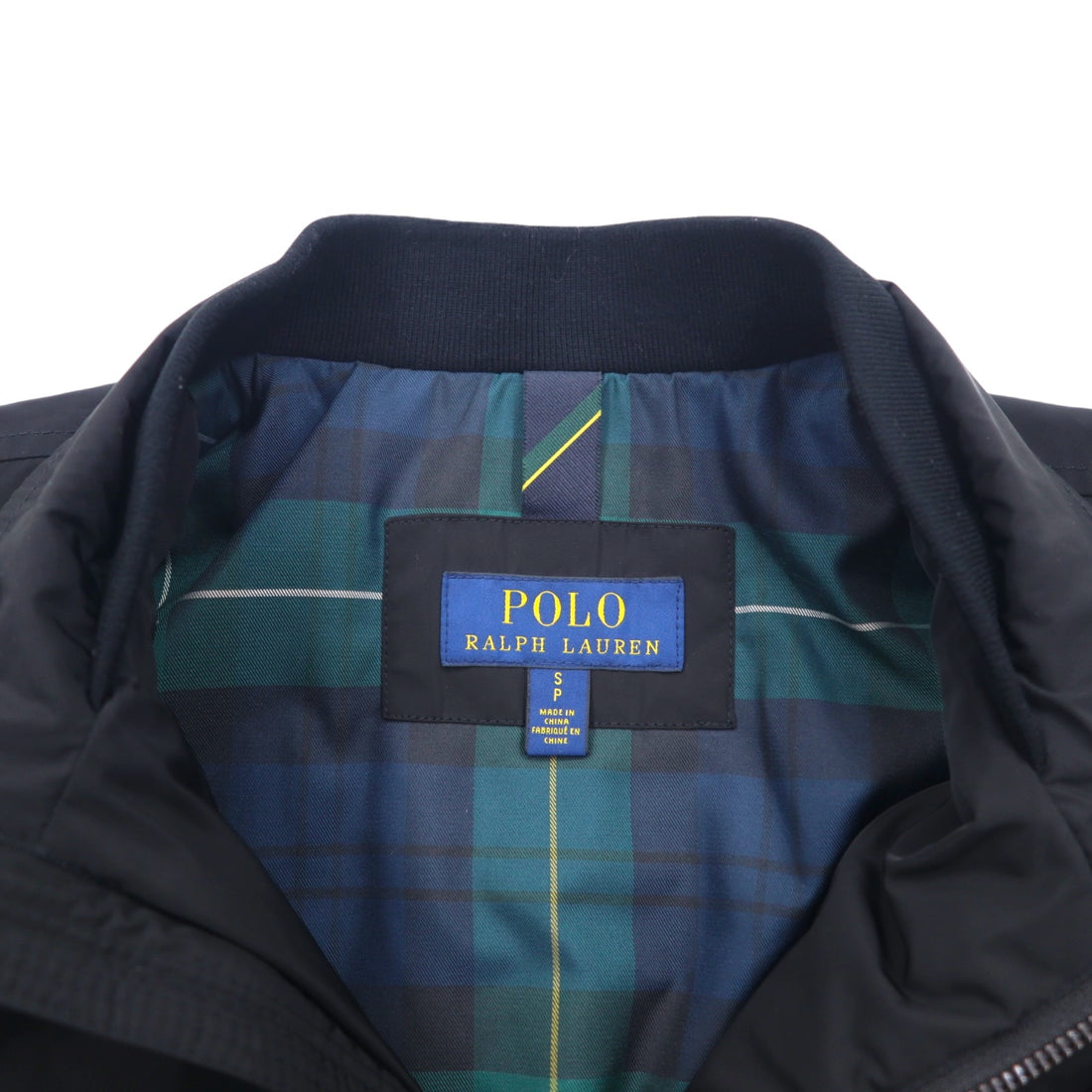 POLO RALPH LAUREN Swing Top Harrington Jacket, Padded, S, Black, Polyester, Tartan Check Lining, Small Pony Embroidery