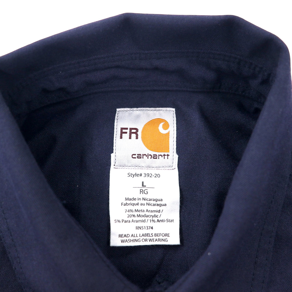 carhartt FR button-down work shirt, L, navy, aramid, flame-retardant material, big size, 395-20