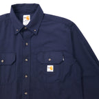 carhartt FR button-down work shirt, L, navy, aramid, flame-retardant material, big size, 395-20
