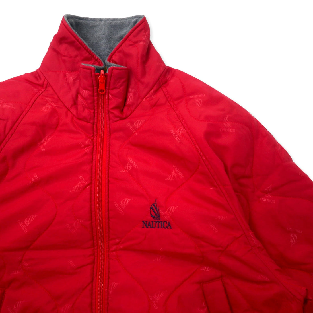nautica 90s insulated jacket, medium, red, nylon, padded, all-over logo