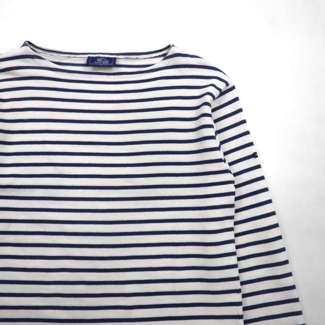 SAINT JAMES フランス製 バスクシャツ ボートネック ロンT L ホワイト コットン ボーダー