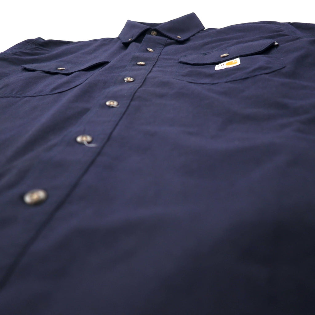carhartt FR button-down work shirt, L, navy, aramid, flame-retardant material, big size, 395-20