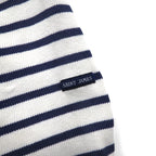 SAINT JAMES French-made Basque shirt, boat neck, long sleeves, white cotton, striped