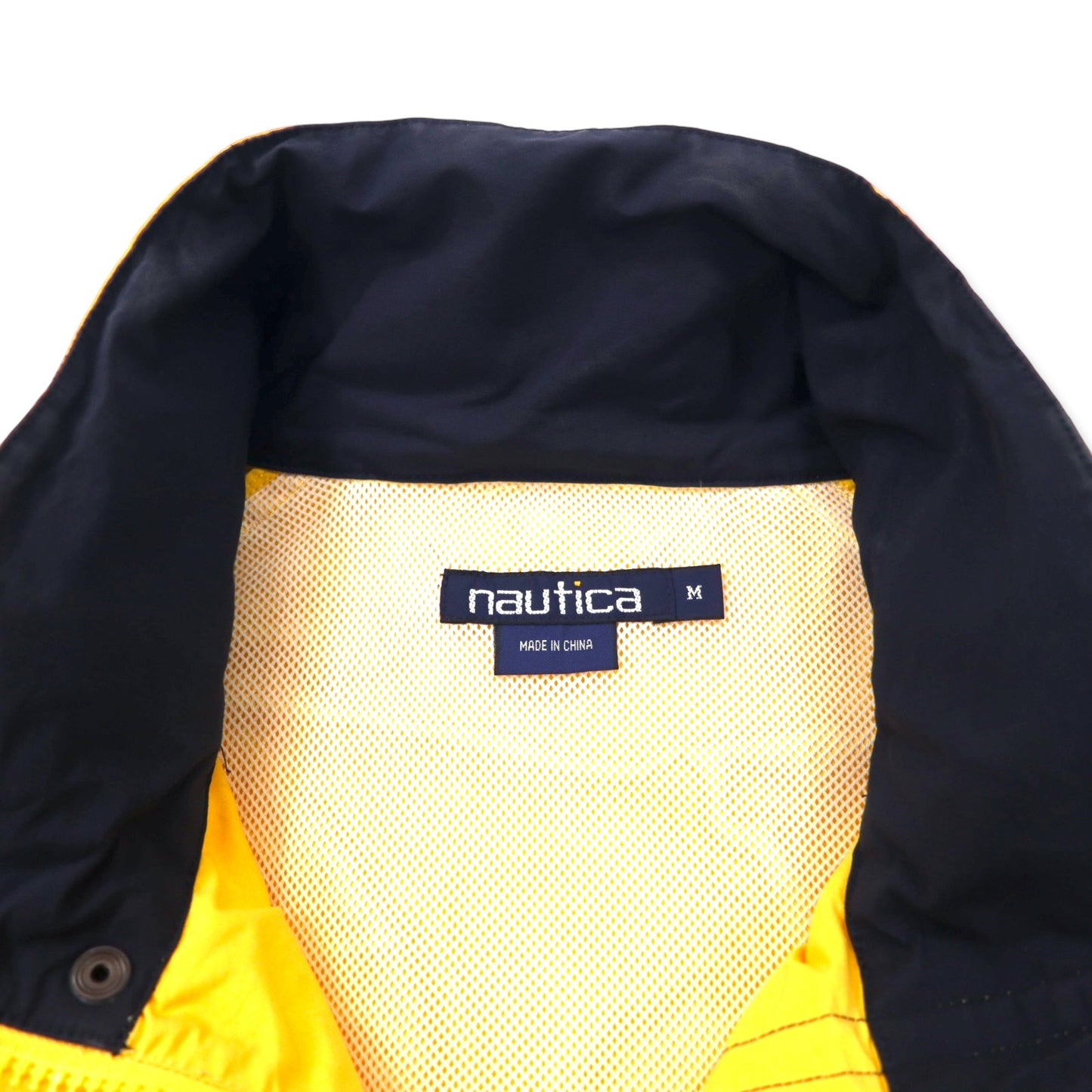 nautica 90年代 セーリングジャケット M イエロー コットン ナイロン フード収納式 ドローコード