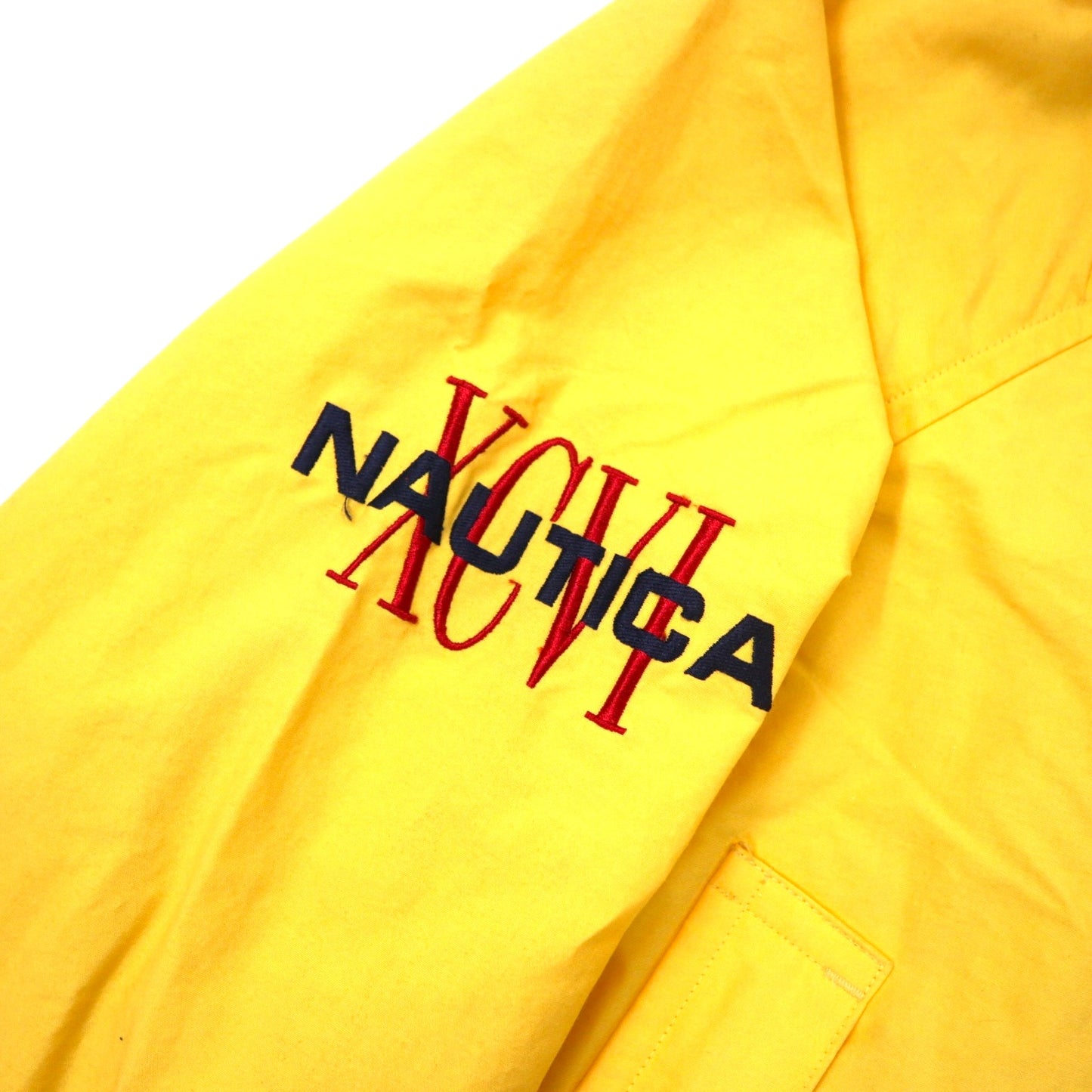 nautica 90年代 セーリングジャケット M イエロー コットン ナイロン フード収納式 ドローコード