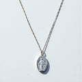 Italy Vintage Miraculous Medal Virgin Mary Necklace 聖母マリア オーバルコイン ネックレス シルバー 925 フィガロチェーン