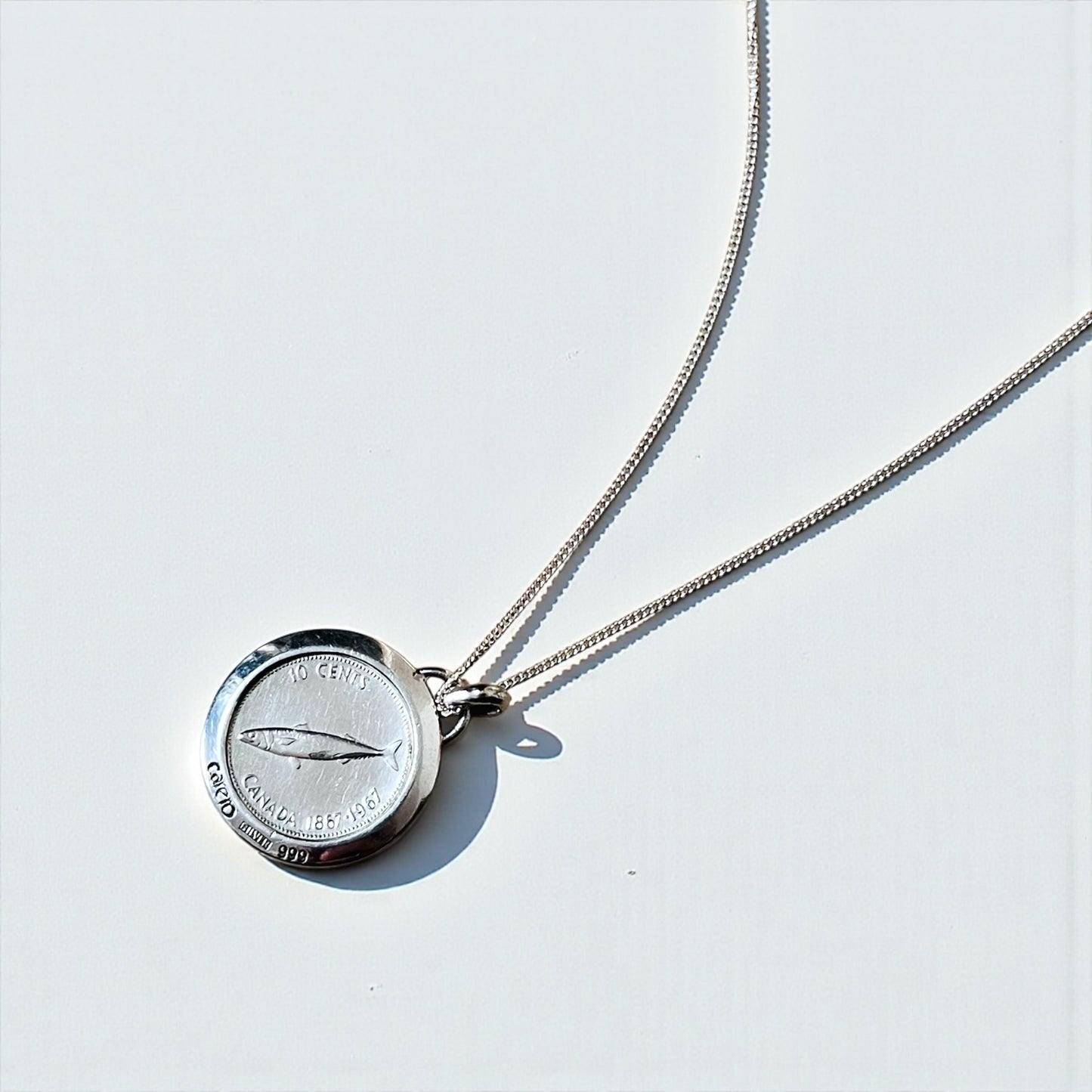 Vintage Silver 999 Coin Necklace Canada 1867-1967 10 Cents コイン ネックレス シルバー SILVER 999 エリザベス2世 1867-1967