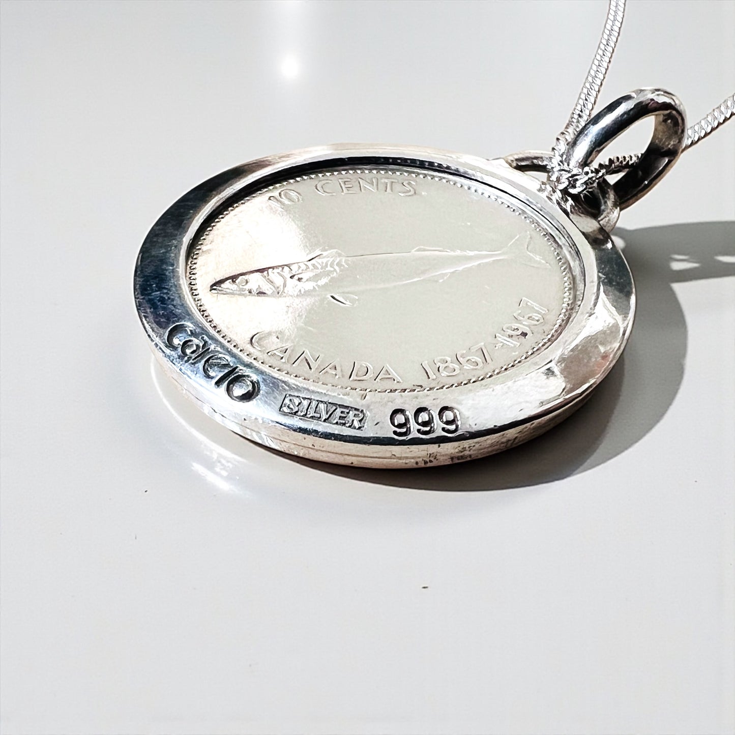 Vintage Silver 999 Coin Necklace Canada 1867-1967 10 Cents コイン ネックレス シルバー SILVER 999 エリザベス2世 1867-1967