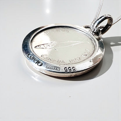 Vintage Silver 999 Coin Necklace Canada 1867-1967 10 Cents コイン ネックレス シルバー SILVER 999 エリザベス2世 1867-1967