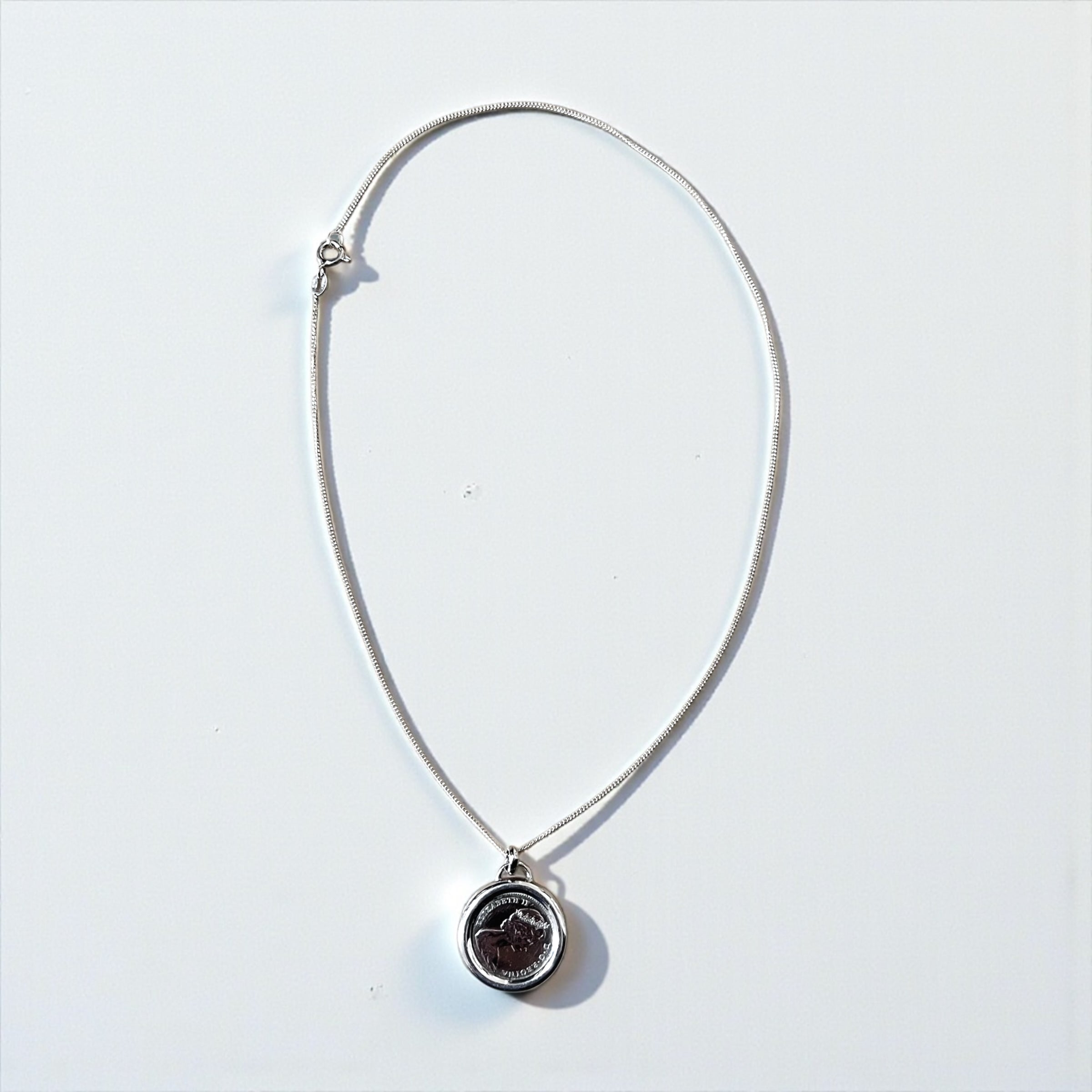 Vintage Silver 999 Coin Necklace Canada 1867-1967 10 Cents コイン ネックレス シルバー SILVER 999 エリザベス2世 1867-1967