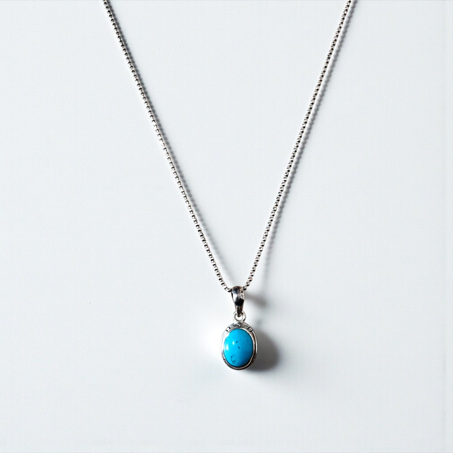 ITALY Vintage SILVER 925 Turquoise Necklace ボールチェーン ターコイズ ネックレス