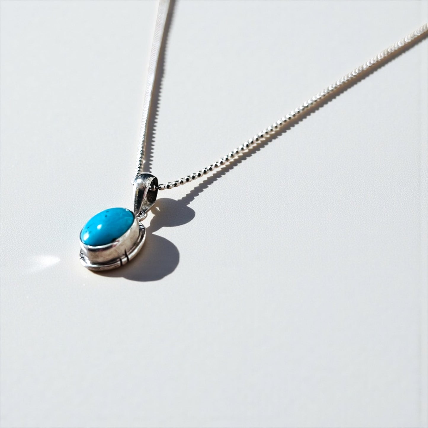 ITALY Vintage SILVER 925 Turquoise Necklace ボールチェーン ターコイズ ネックレス