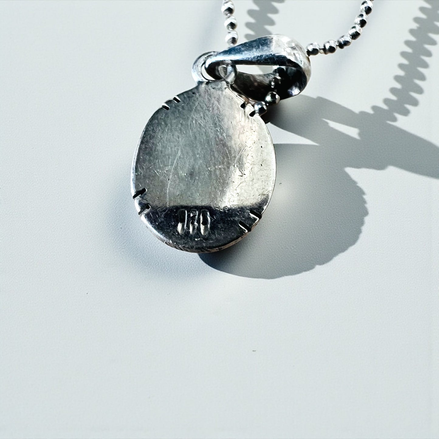 ITALY Vintage SILVER 925 Turquoise Necklace ボールチェーン ターコイズ ネックレス