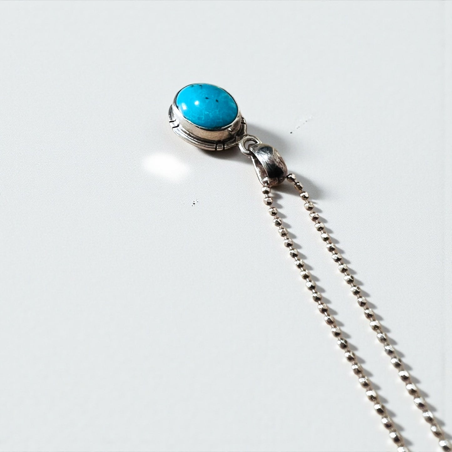 ITALY Vintage SILVER 925 Turquoise Necklace ボールチェーン ターコイズ ネックレス