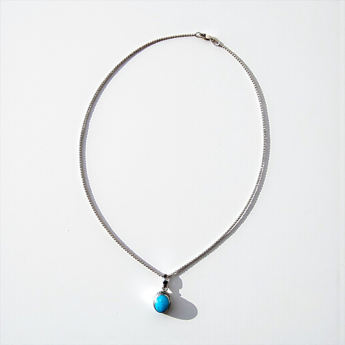 ITALY Vintage SILVER 925 Turquoise Necklace ボールチェーン ターコイズ ネックレス