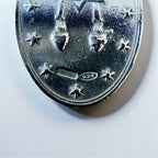 Italy Vintage Miraculous Medal Virgin Mary Necklace 聖母マリア オーバルコイン ネックレス シルバー 925 フィガロチェーン