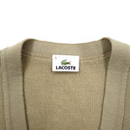 LACOSTE ニットカーディガン XL ベージュ ウール ロゴ刺繍