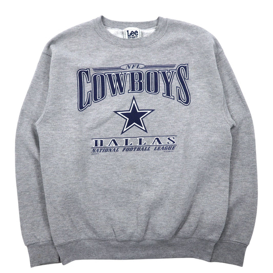 日本然リトテ-古着オンライン-LEE SPORT 90年代 USA製 NFL プリント スウェット XL グレー コットン DALLAS COWBOYS-LEE SPORT 90's USA Made NFL Print Sweatshirt XL Gray Cotton DALLAS COWBOYS