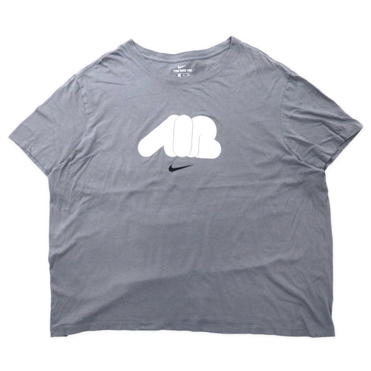 日本然リトテ-古着オンライン-NIKE AIR スウォッシュロゴ プリントTシャツ 3XL グレー コットン ビッグサイズ-