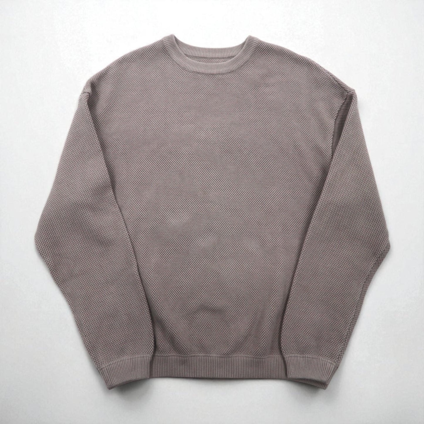 crepuscule Moss Stitch Pullover Knit Sweater, Pique, Medium, Gray, MOSS STITCH P/O, Big Size, 1803-001, Made in Japan