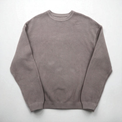 crepuscule Moss Stitch Pullover Knit Sweater, Pique, Medium, Gray, MOSS STITCH P/O, Big Size, 1803-001, Made in Japan